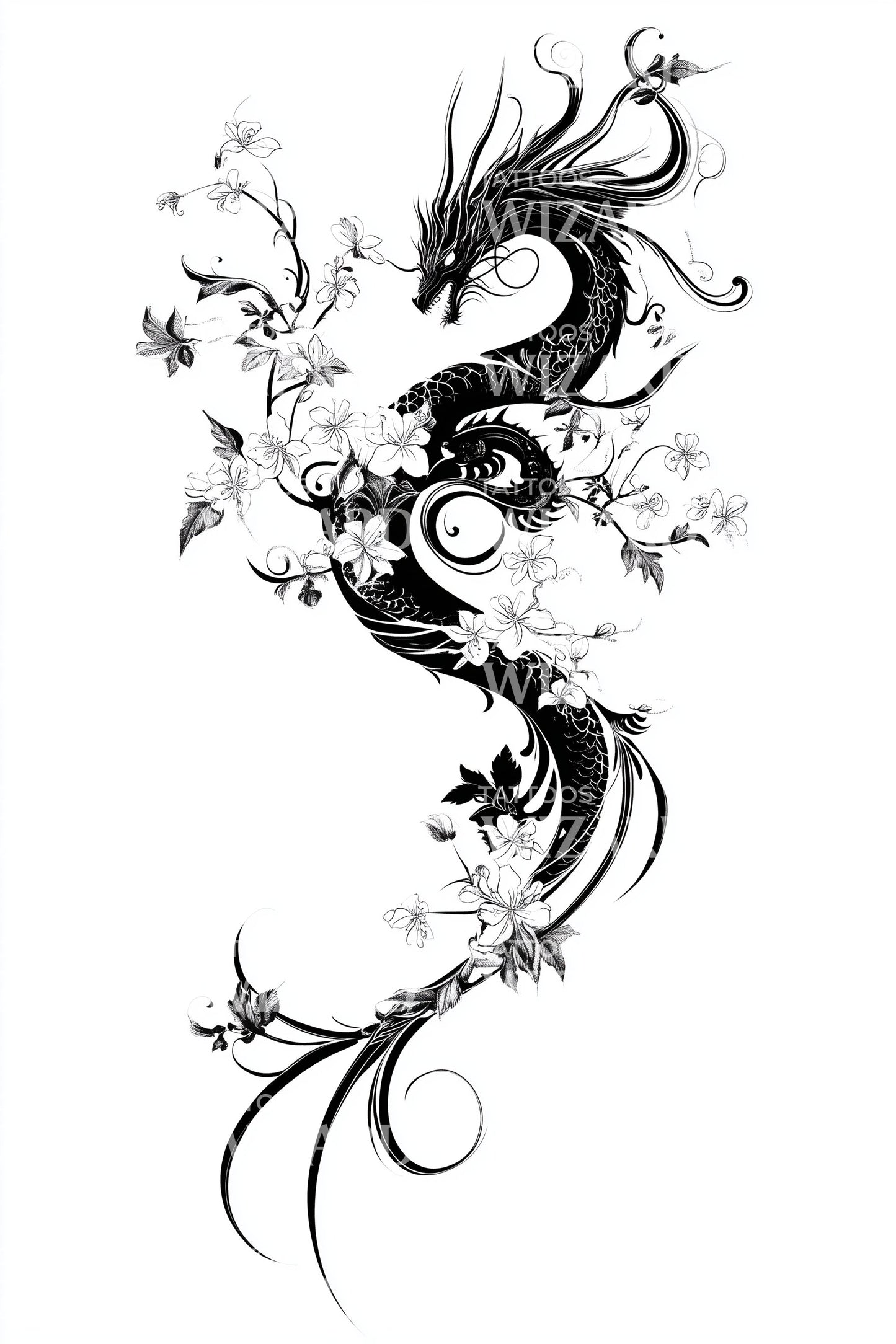 Ink Dragon Whirl Tattoo Design