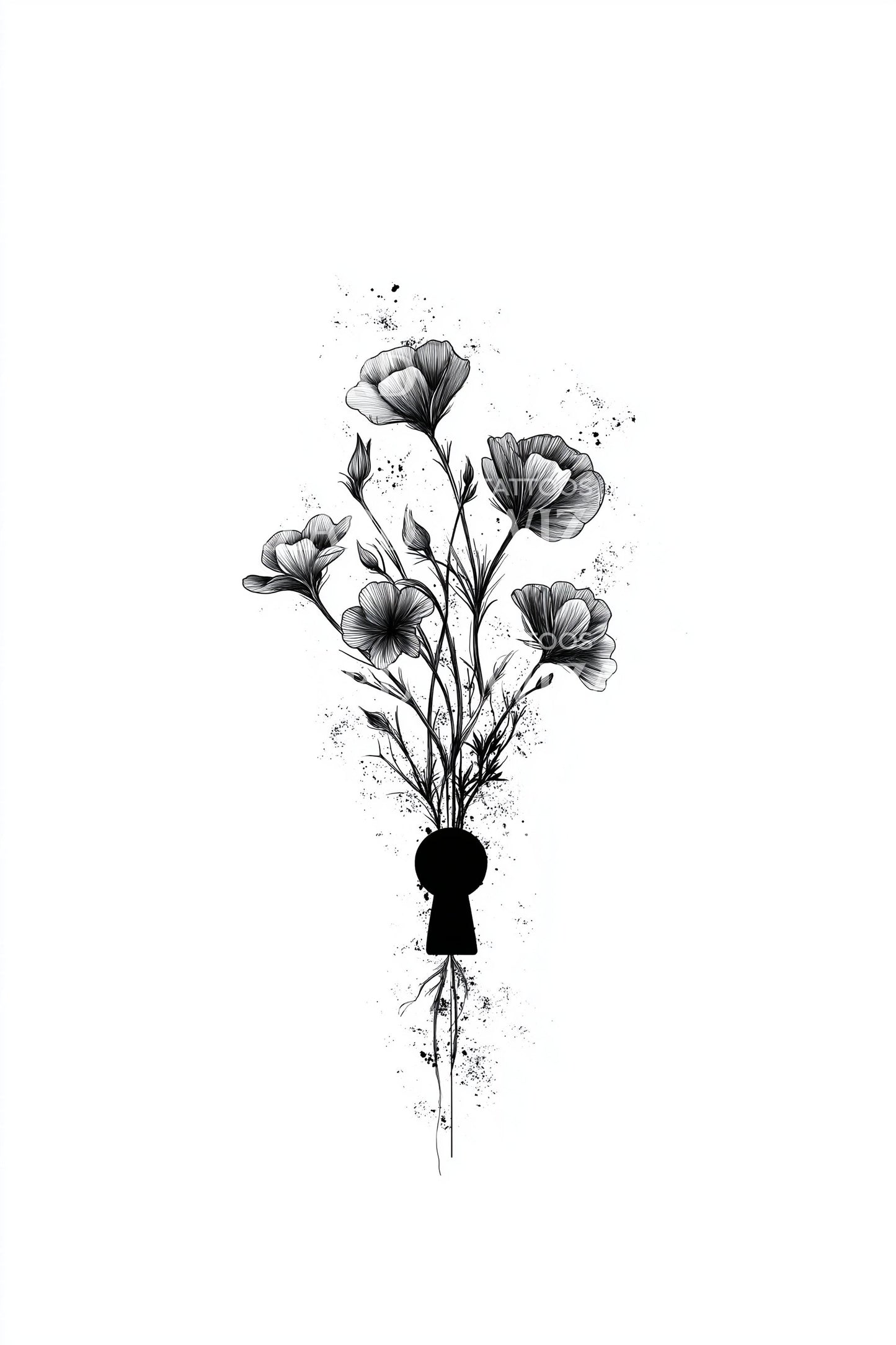 Ink Drip Flower Tattoo Illustration