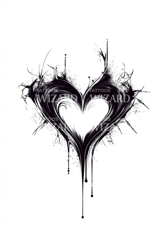 Ink Drip Heart Tattoo Design