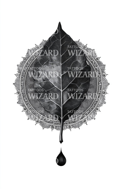 Ink Drip Leaf Tattoo Design