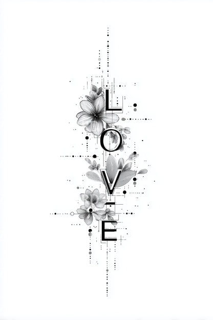 Diseño de tatuaje columna de amor con goteo de tinta