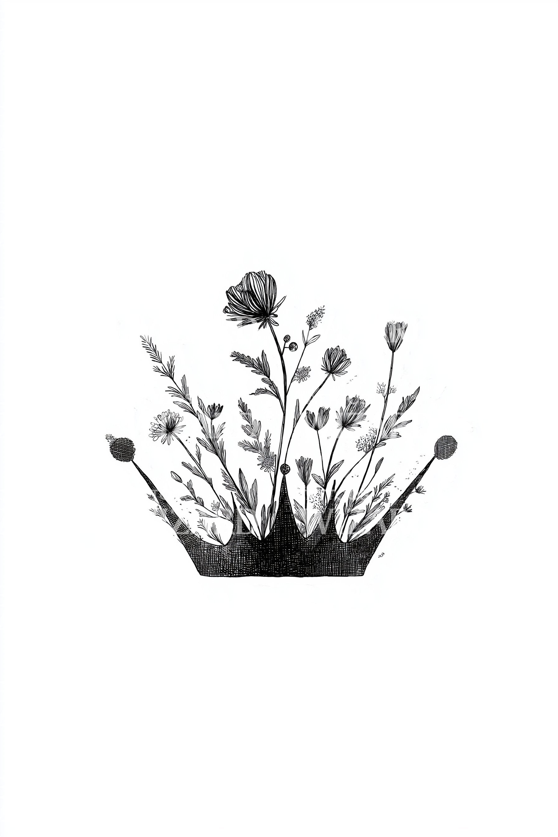 Ink Puddle Wildflowers Tattoo Illustration – Tattoos Wizard Designs