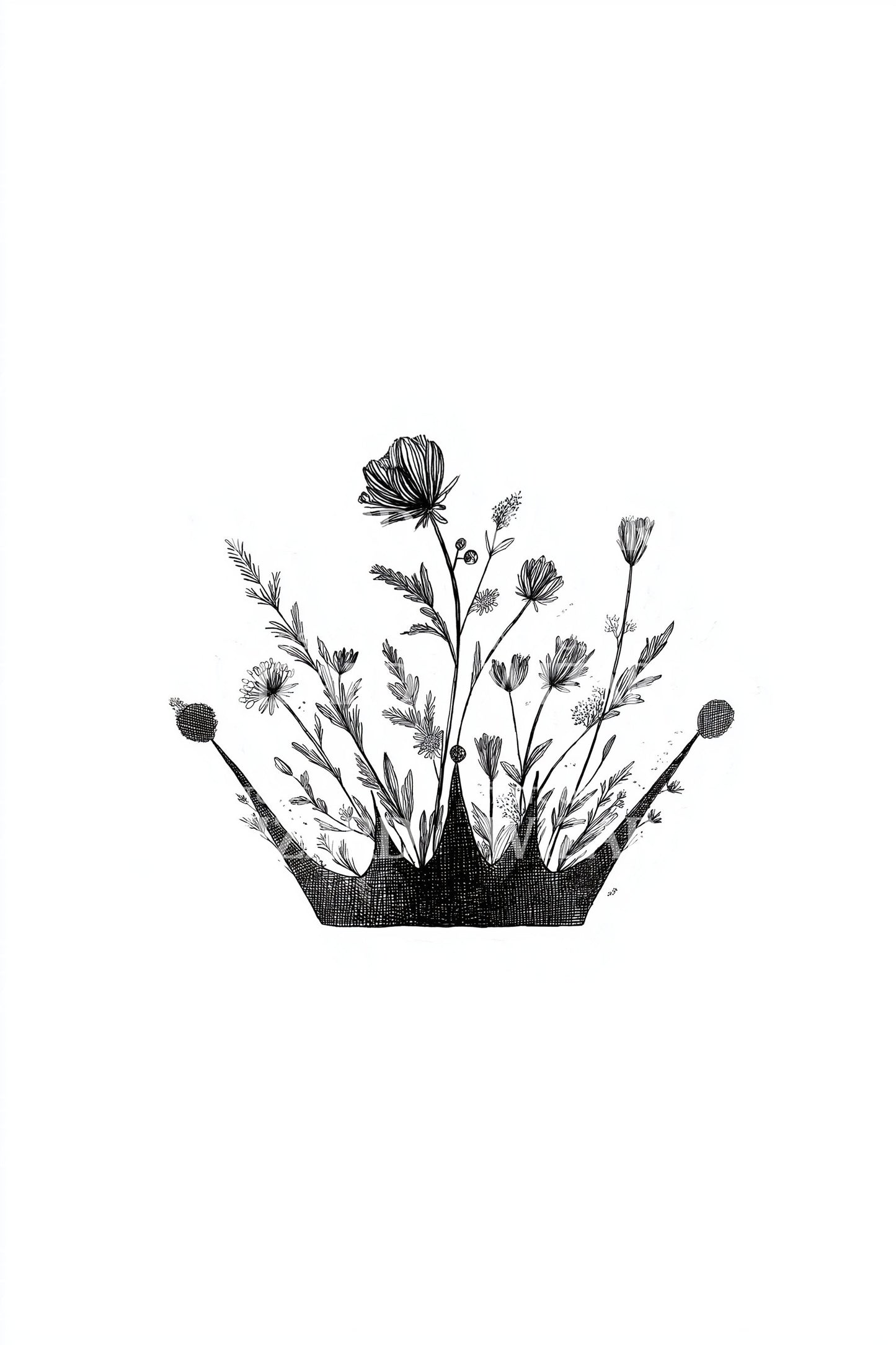 Ink Puddle Wildflowers Tattoo Illustration
