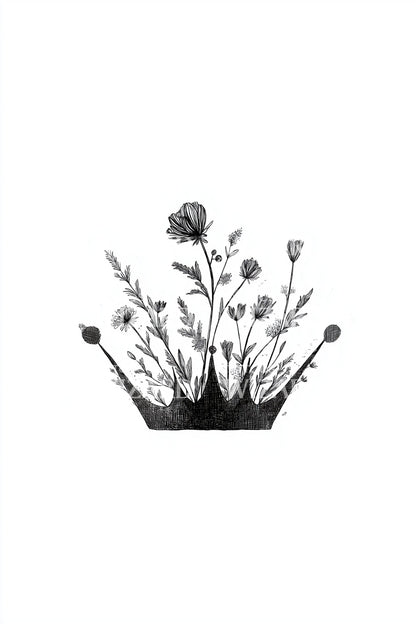 Ink Puddle Wildflowers Tattoo Illustration