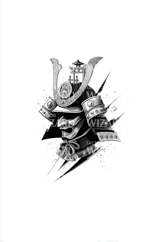Ink Samoerai Masker Tatoeage Ontwerp