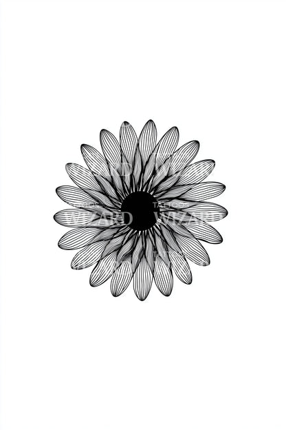 Desenho de Tatuagem Margarida Espiral de Tinta