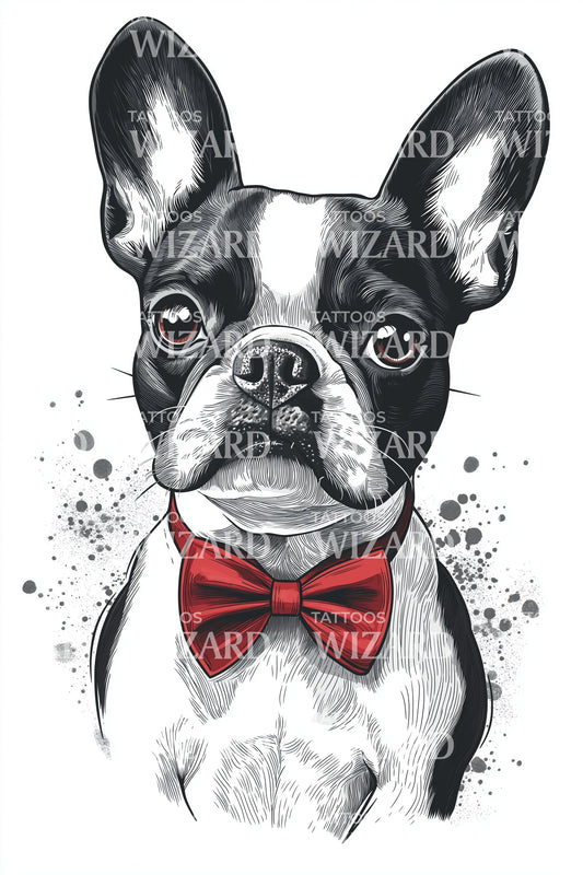 Ink Splash Boston Terrier Tattoo Idea