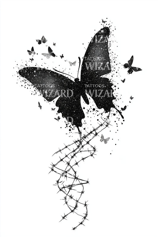 Ink Splash Butterfly Trail Tattoo Design