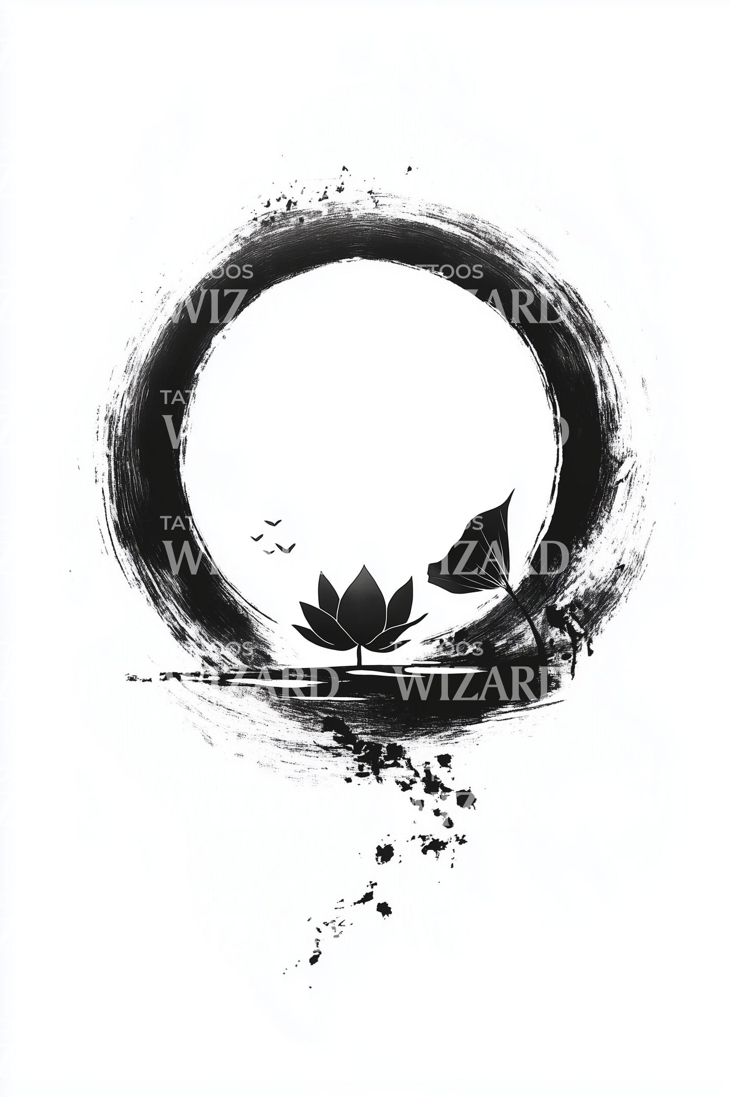 Ink Splash Enso Lotus Tattoo Design