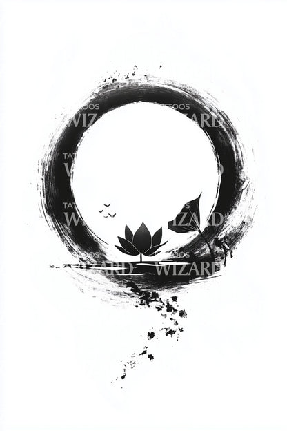 Ink Splash Enso Lotus Tattoo Design