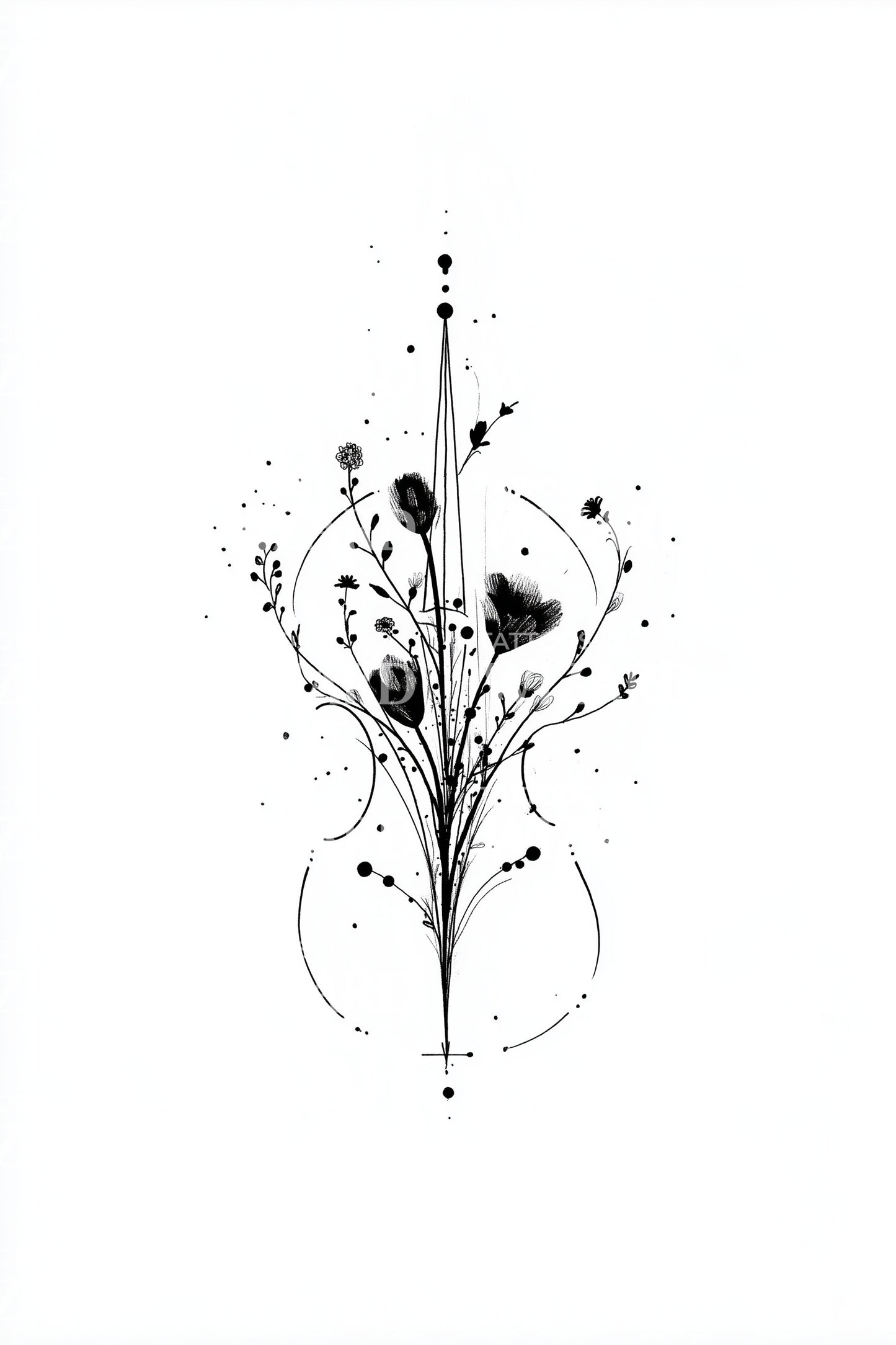 Ink Splash Floral Sigil Tattoo Illustration