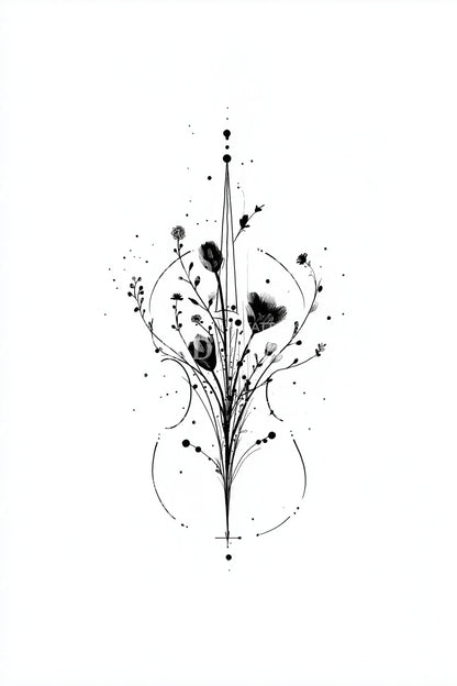 Ink Splash Floral Sigil Tattoo Illustration