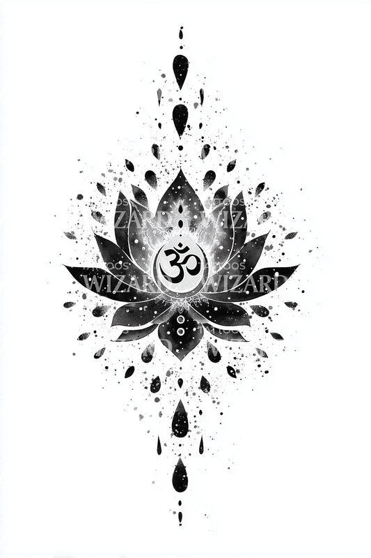 Desain Tato Teratai Om Percikan Tinta