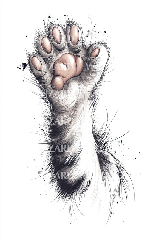 Ink Splatter Paw Pad Tattoo Design