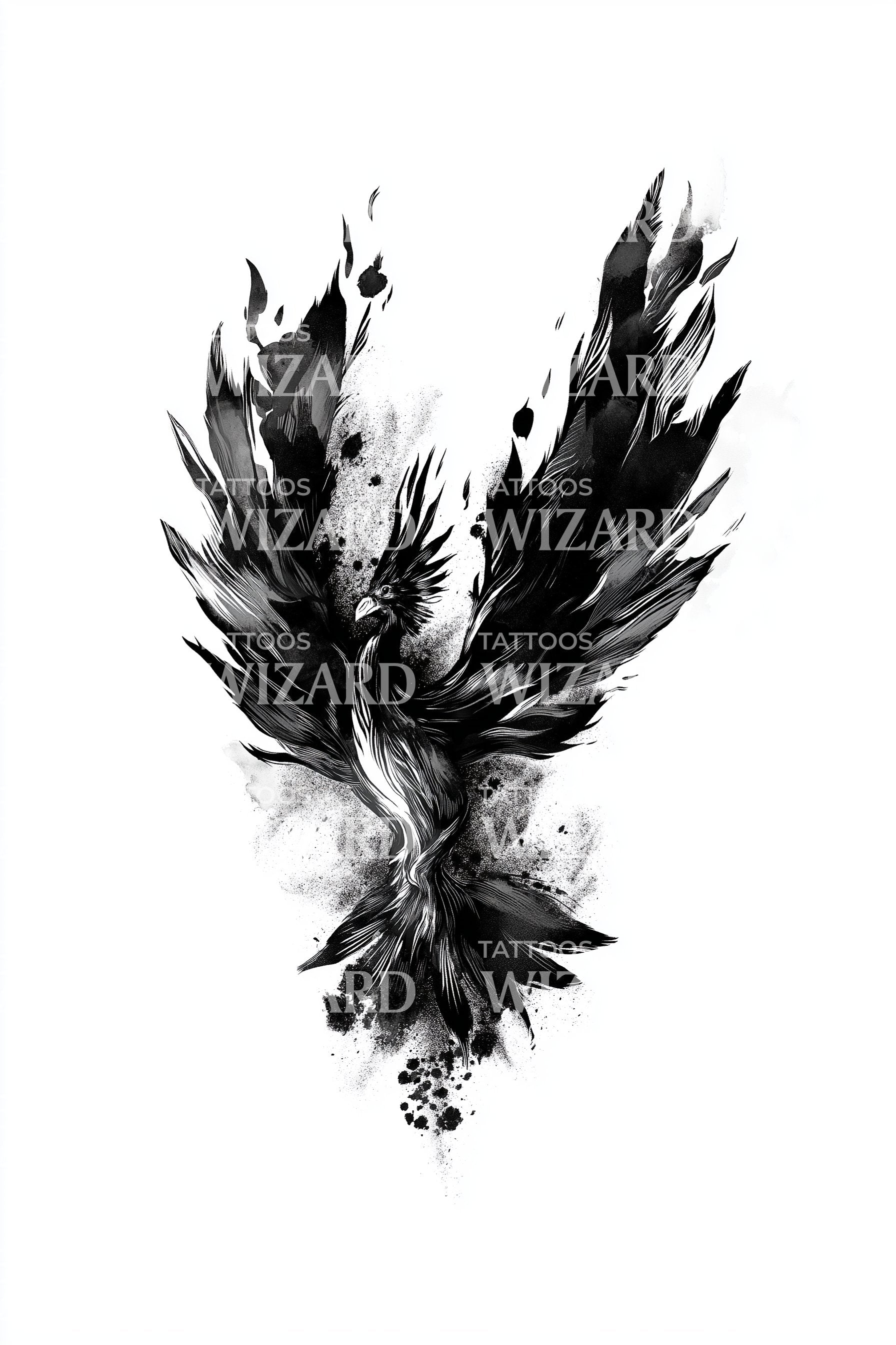 Phoenix Ink Ink Splatter Phoenix Tattoo Design – Tattoos Wizard Designs