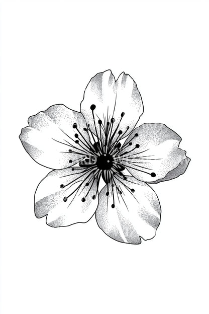 Ink Wash Kirschblüten Tattoo Design