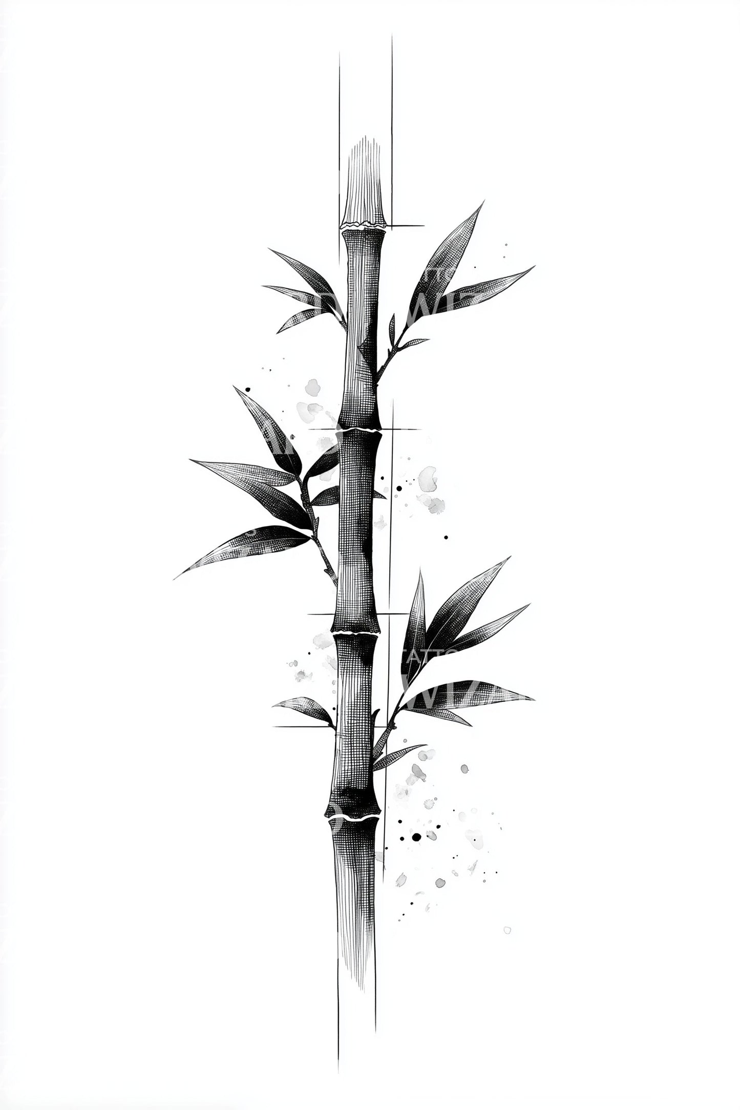 Inked Bamboo Stalks Tattoo Design