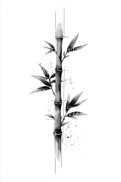 Inked Bamboo Stalks Tattoo Design