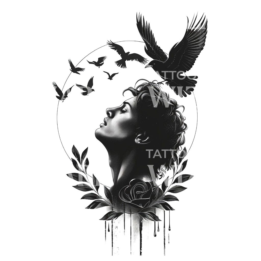 Tattoo-Design mit Komposition „Innere dunkle Gedanken“