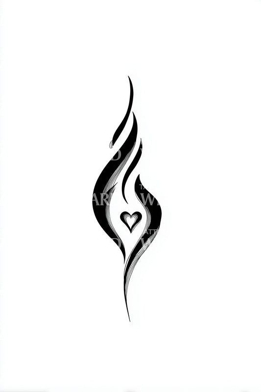 Desenho de Tatuagem Chama do Coração Interior