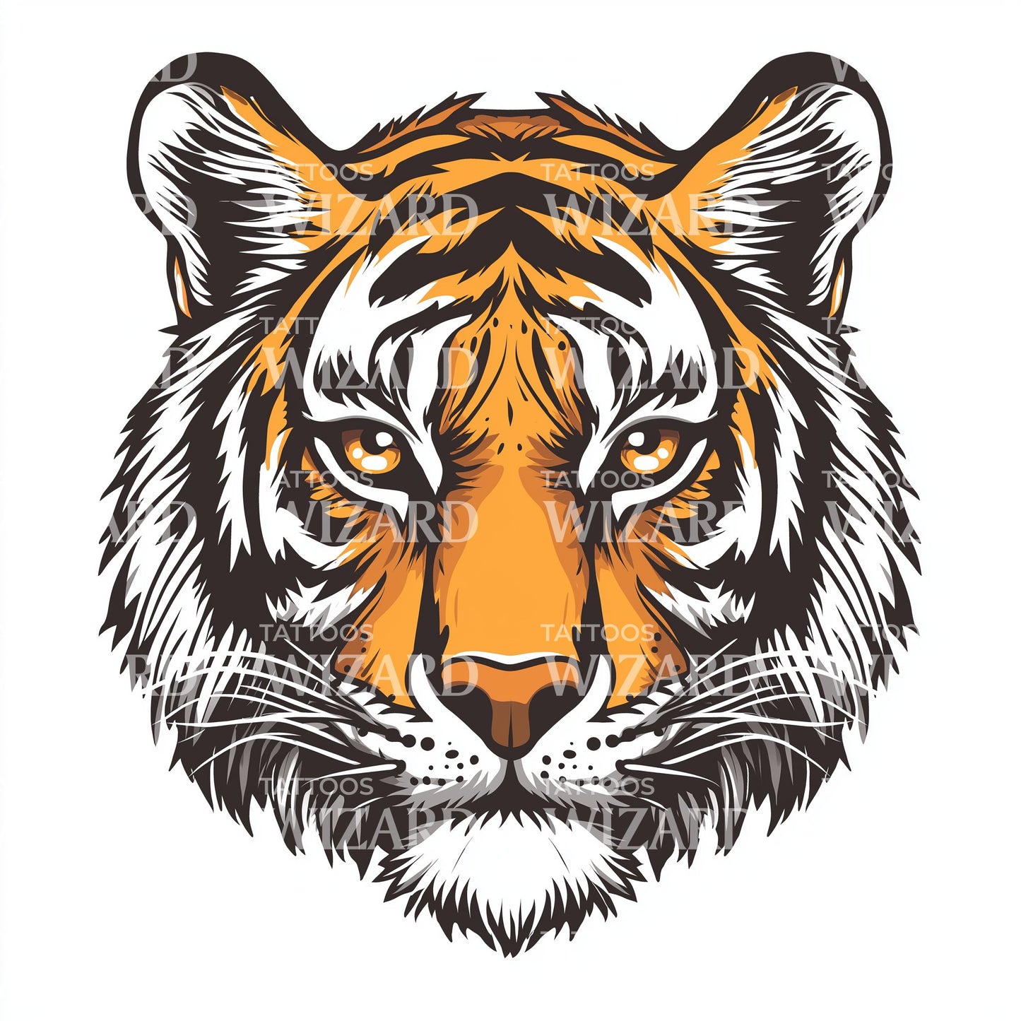 Intense Striped Tiger Tattoo Design