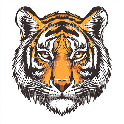 Intense Striped Tiger Tattoo Design