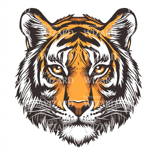 Intense Striped Tiger Tattoo Design
