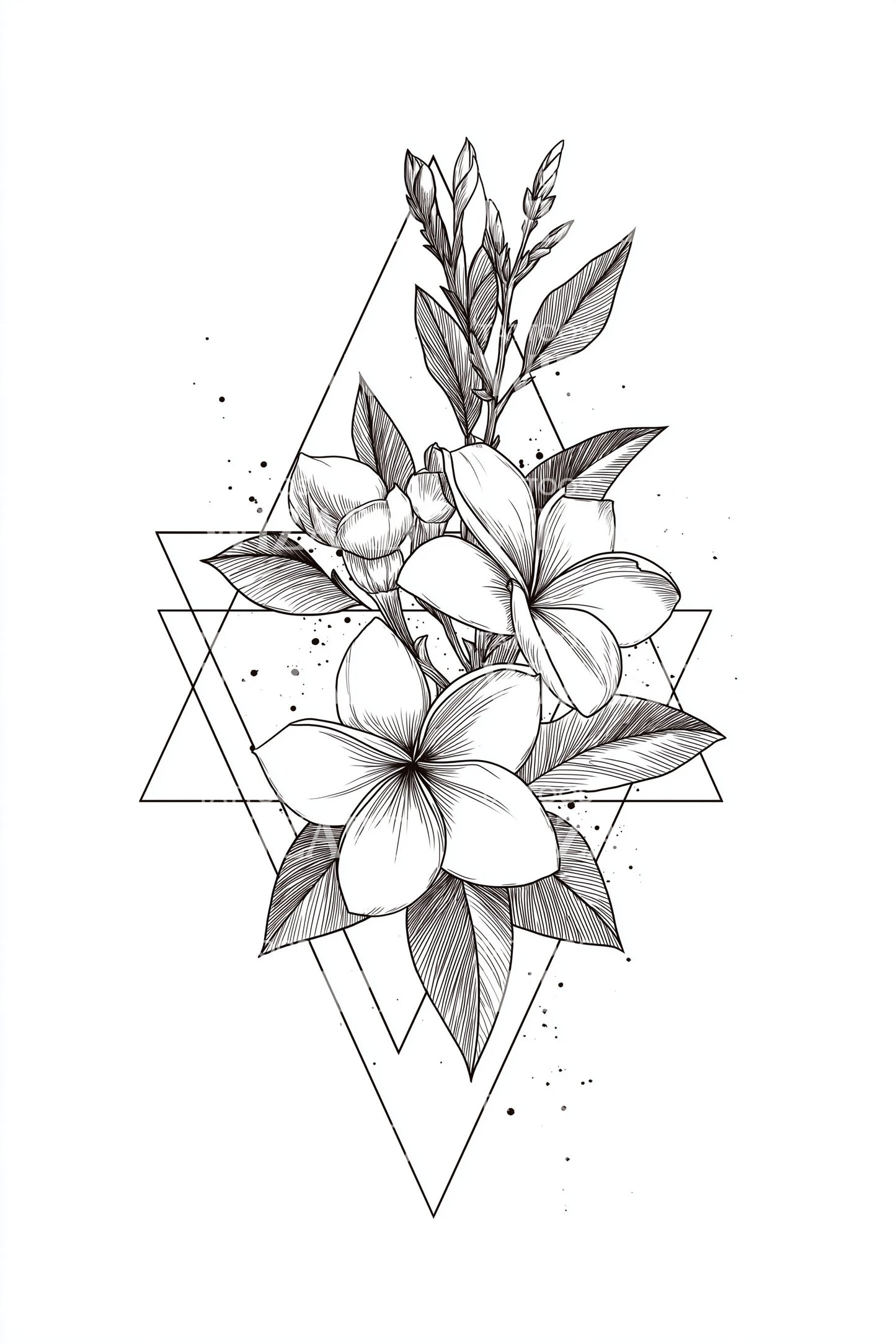 Diseño de tatuaje de jazmín triangulado entrelazado