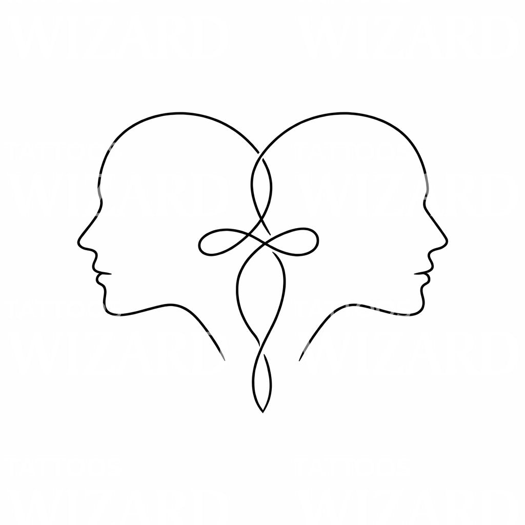 Intertwined Faces Tattoo Design