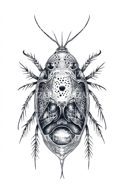 Intricate Beetle Anatomy Tattoo Design
