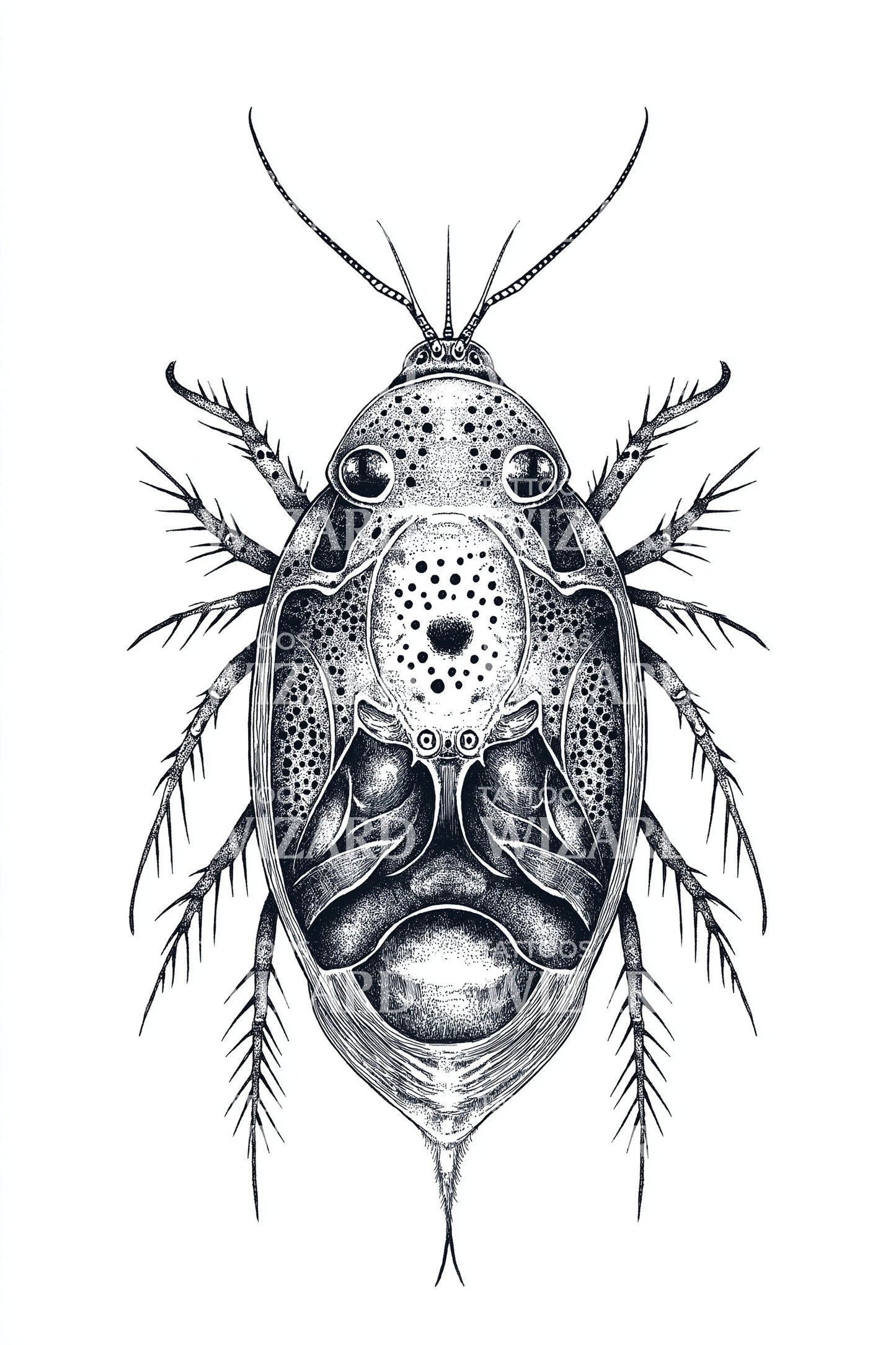 Intricate Beetle Anatomy Tattoo Design
