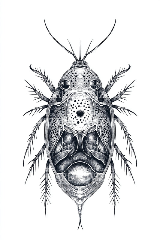 Intricate Beetle Anatomy Tattoo Design
