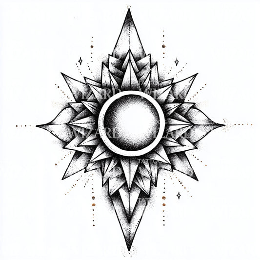 Intricate Sacred Sun Symbol Tattoo Design