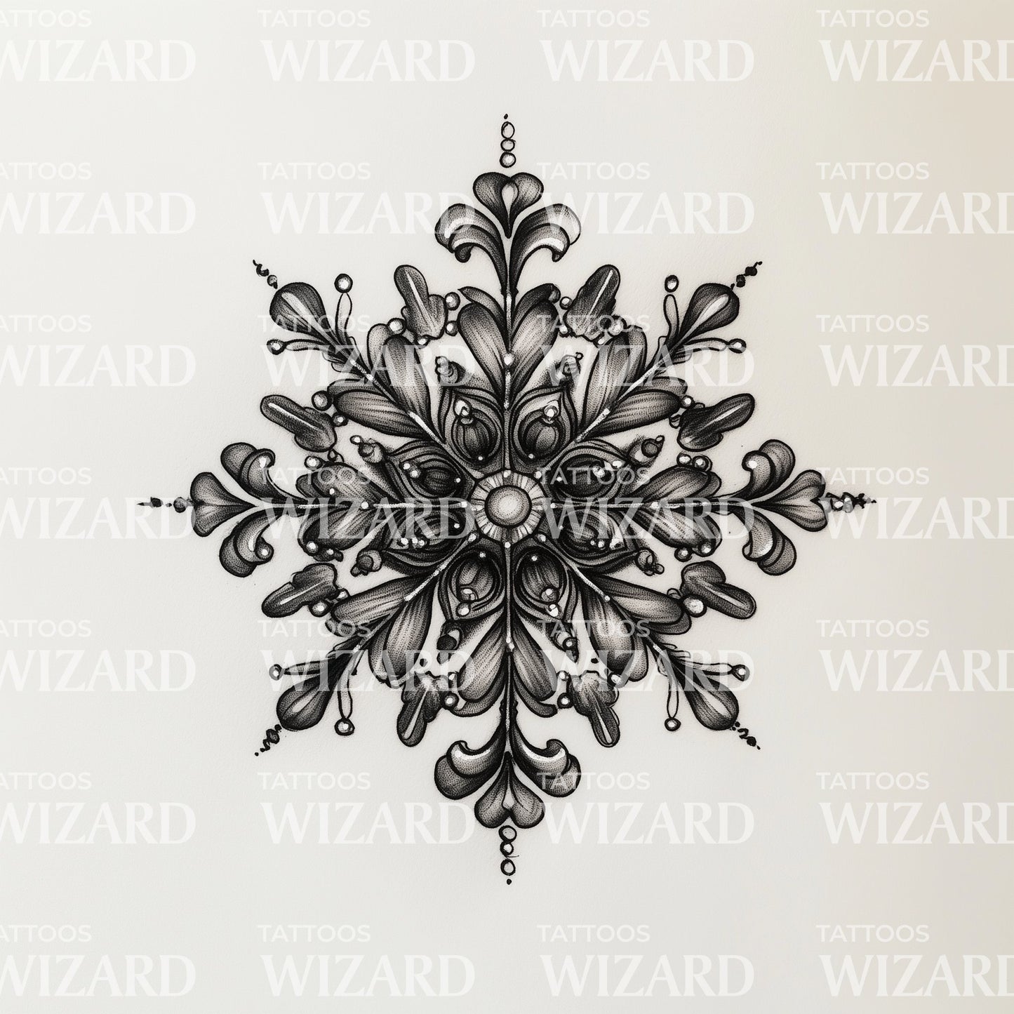 Intricate Snowflake Mandala Tattoo Illustration