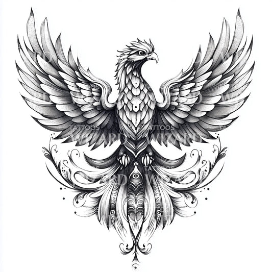 Intricate Viking Phoenix Tattoo Design