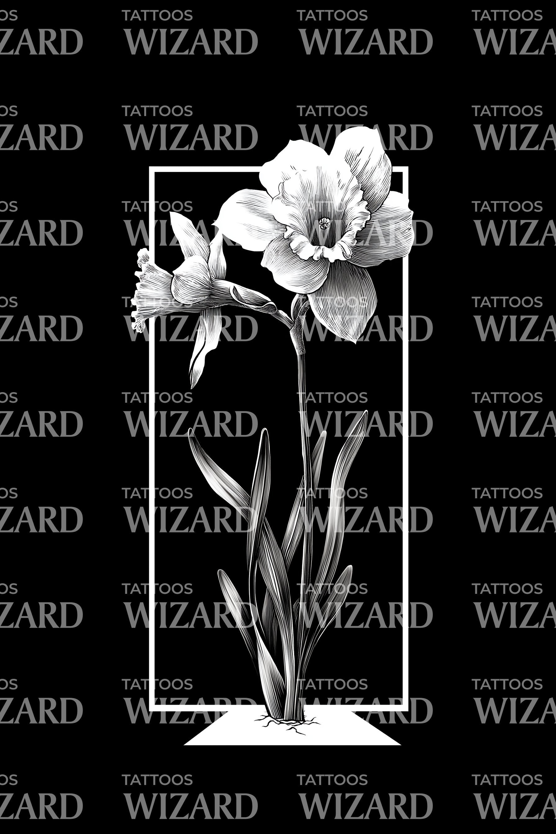 Inverted Petal Daffodil Tattoo Design – Tattoos Wizard Designs