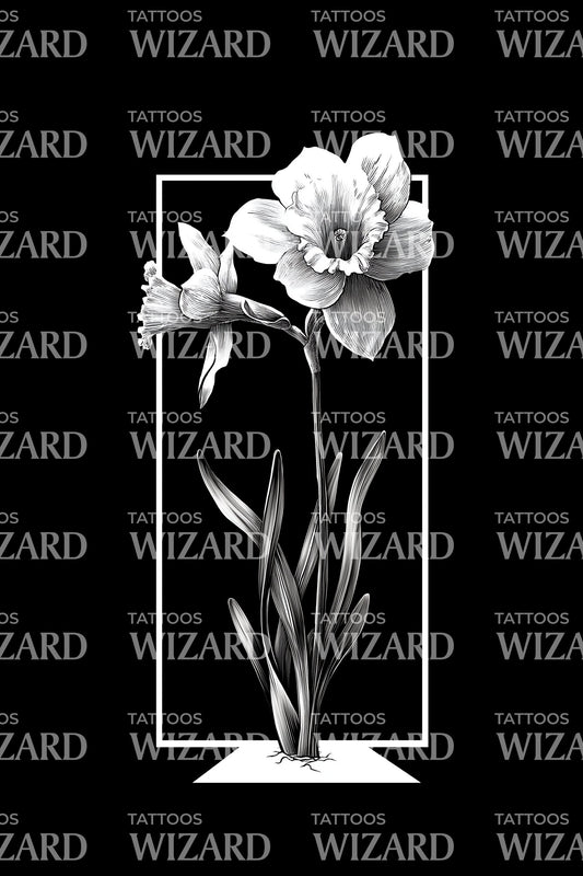 Inverted Petal Daffodil Tattoo Design