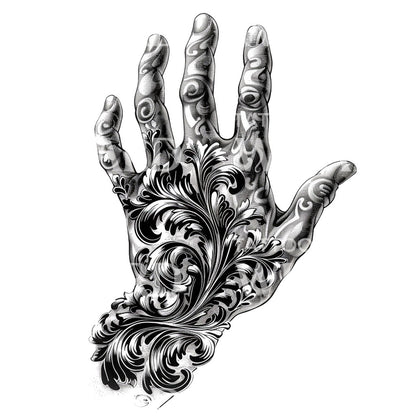 Baroque Tattooed Hand Tattoo Design