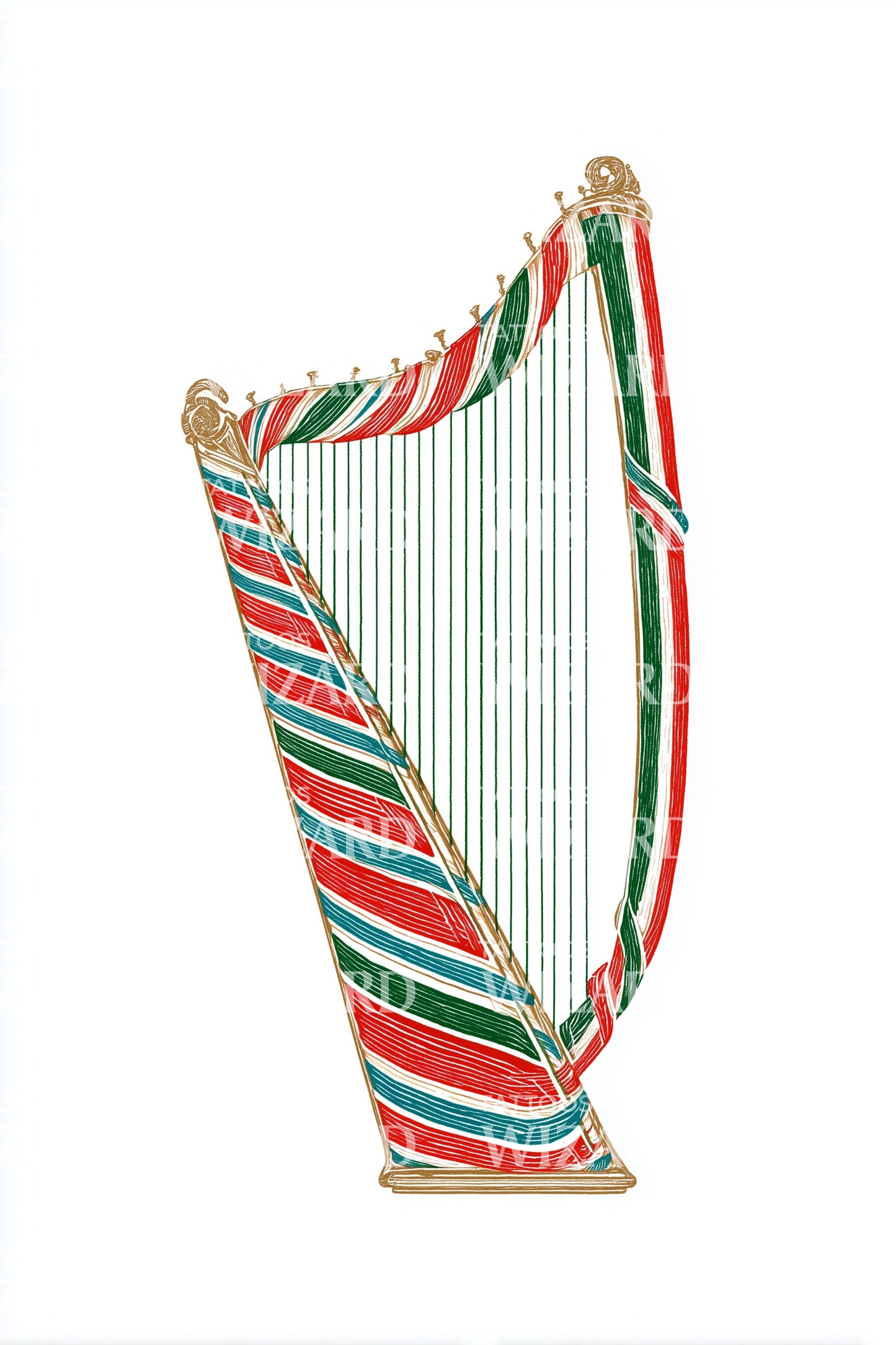 Irland Trikolor Harpe Tatoveringsdesign