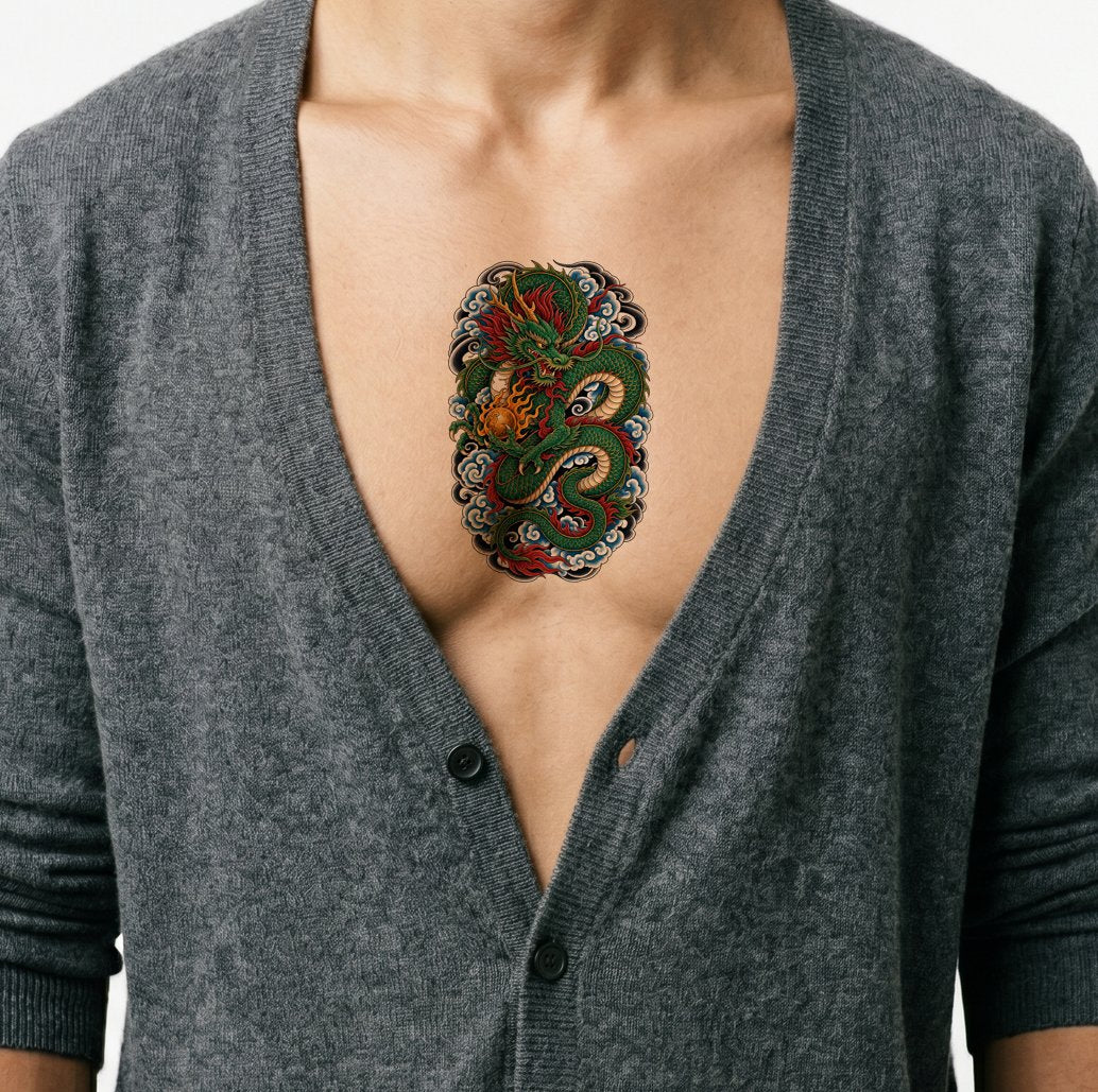Coiling Irezumi Dragon Tattoo Design