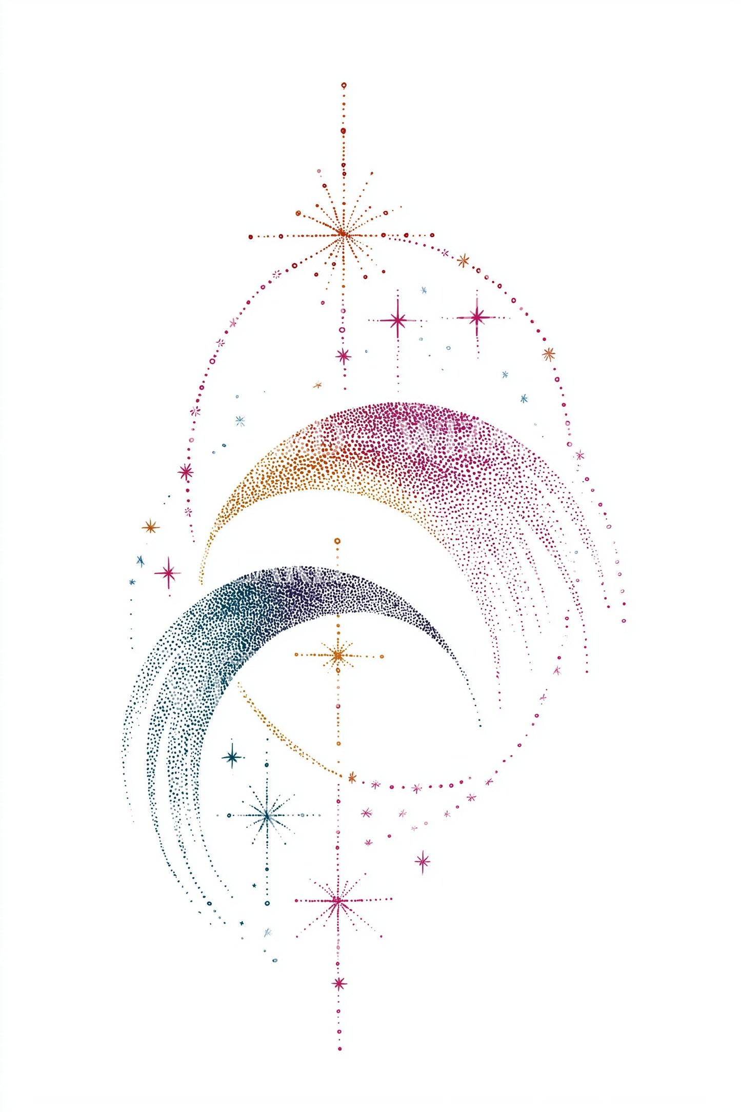 Iridescent Cosmic Arcs Tattoo Design