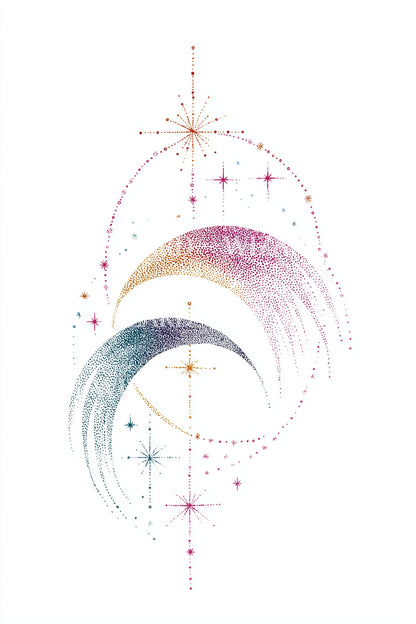 Iridescent Cosmic Arcs Tattoo Design