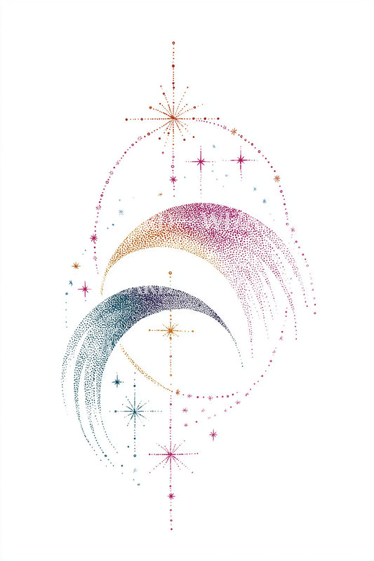 Iridescent Cosmic Arcs Tattoo Design