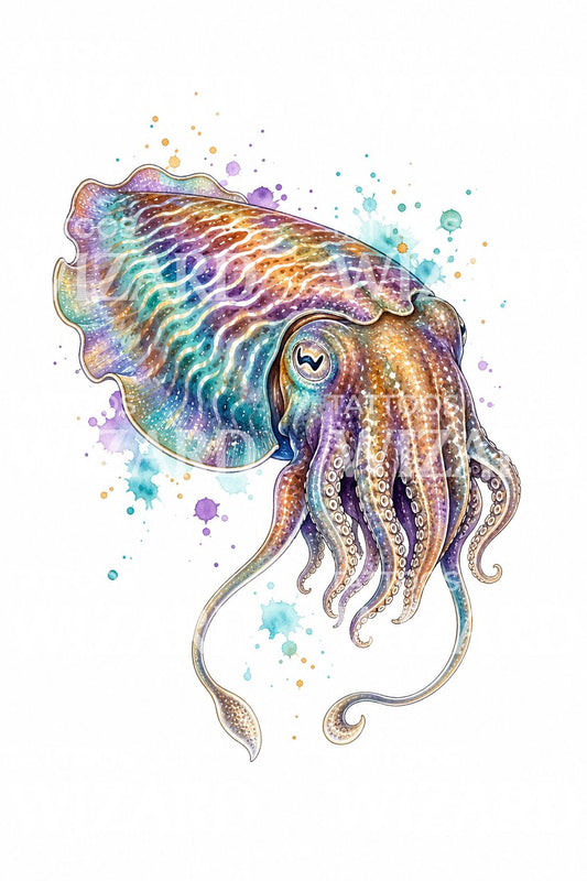 Design tatuaggio seppia iridescente