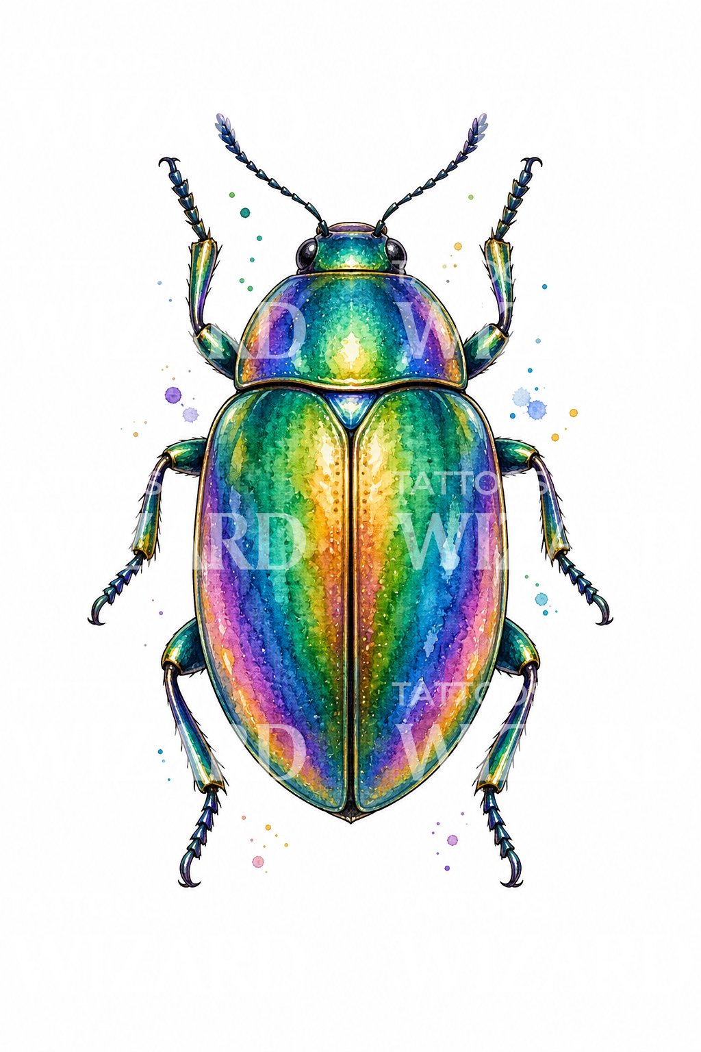 Diseño de tatuaje de escarabajo joya iridiscente