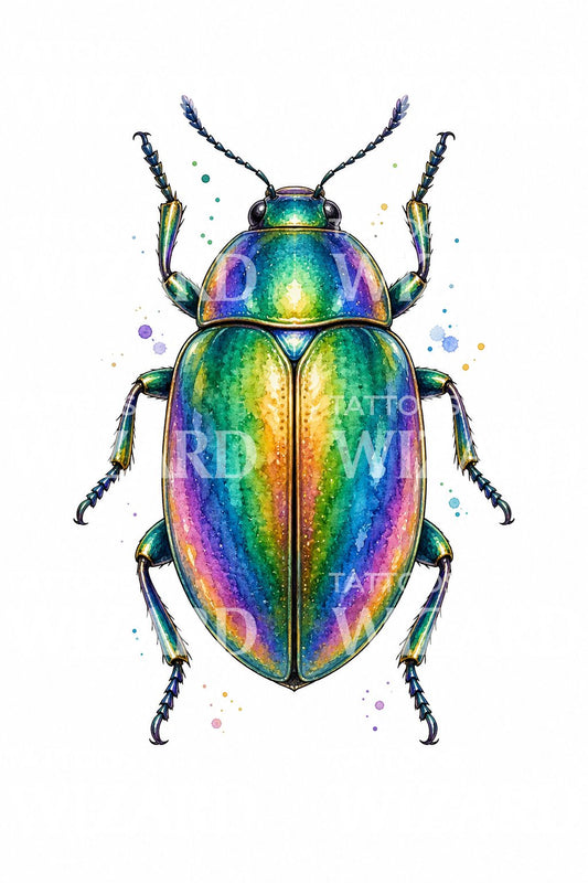 Disegno tatuaggio scarabeo gioiello iridescente