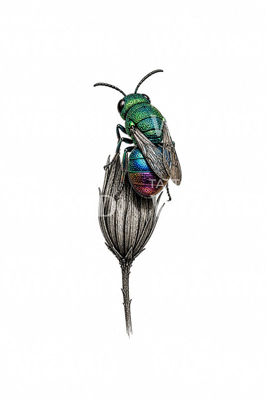 Iridescerende juvelveps-tatoveringsdesign