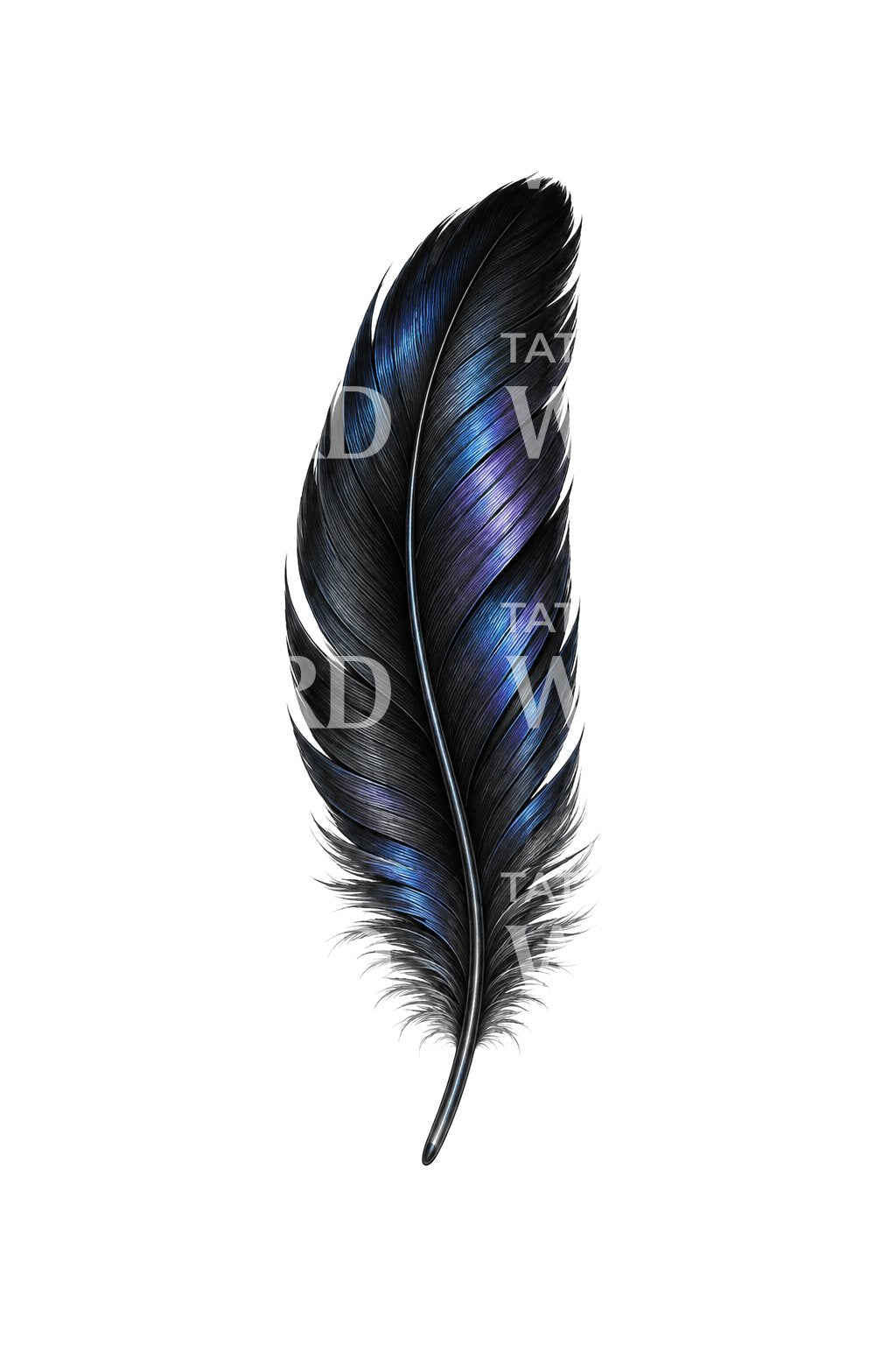 Iridescent Raven Feather Micro Realism Tattoo Idea