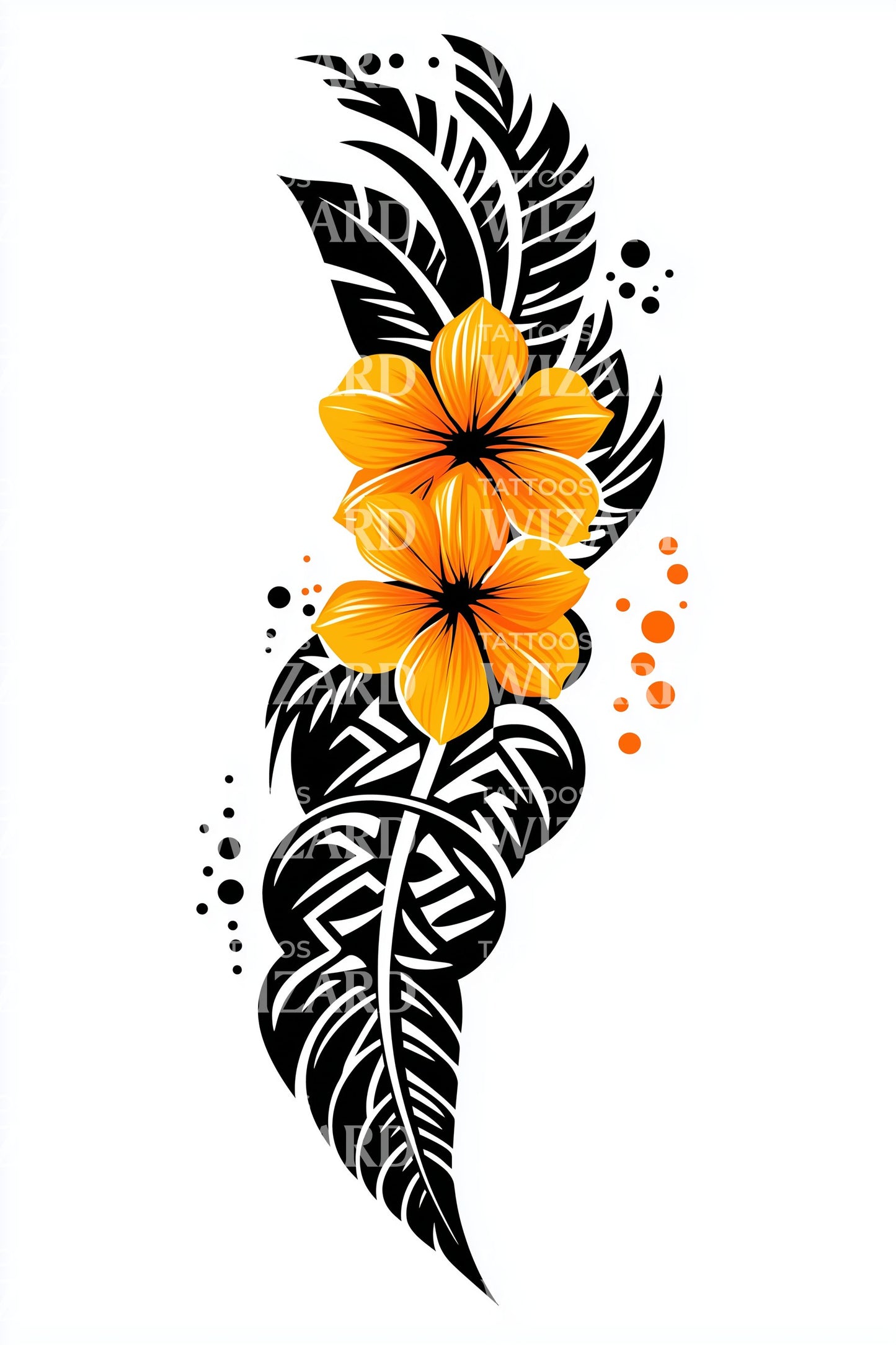 Island Hibiscus Flow Tattoo Design