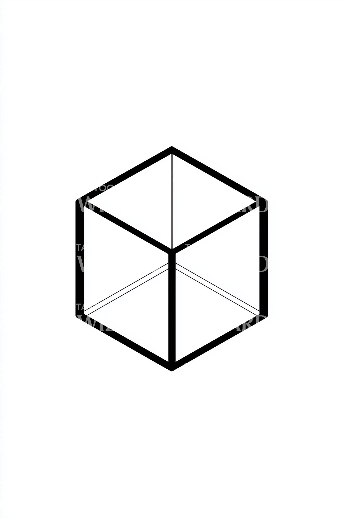 Isometric Cube Outline Tattoo Design